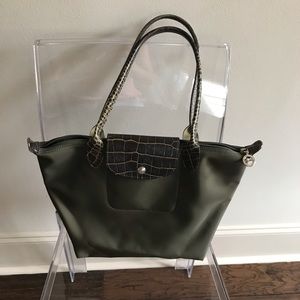 Longchamp Medium le Pliage Olive Green Tote